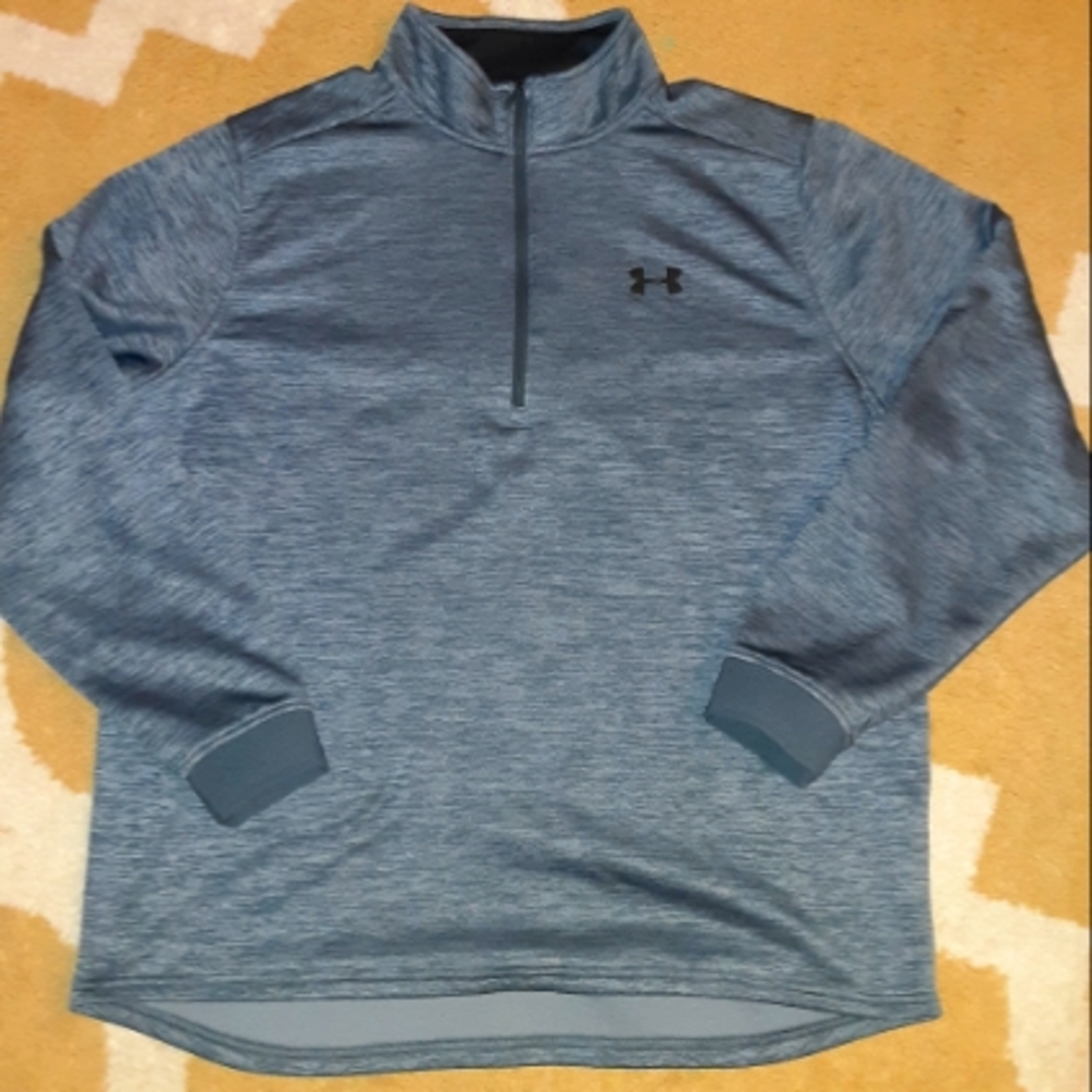 NWOT Men's heather blue XL Under Armour coldgear quarter zip pullover